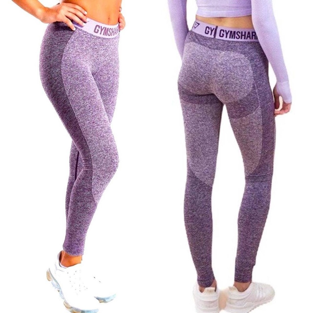 Gymshark Flex leggings in heather purple. Contrast design for booty lifting.
